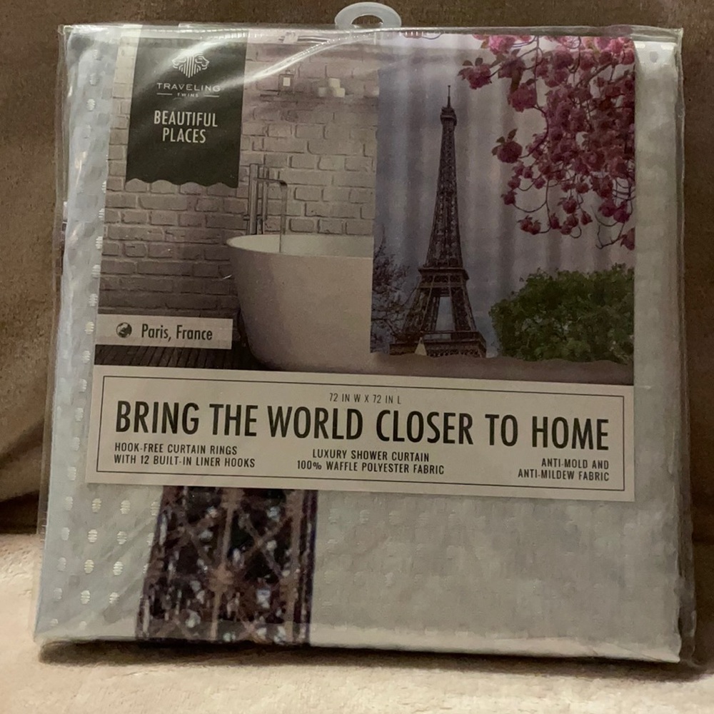 Paris themed shower curtain